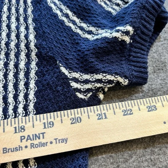 American Eagle Sweater Polo Shirt Mens Medium Blue Crochet Button Through - Picture 5 of 11